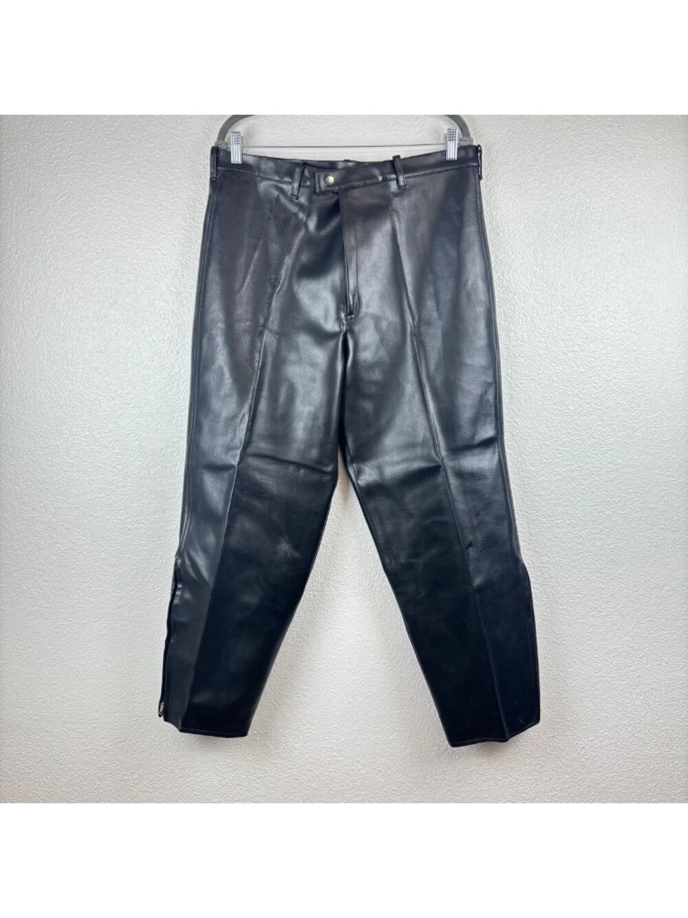 Vintage NOS Dixie Motorcycle Pants Black Faux Leather Mens M Made In Japan